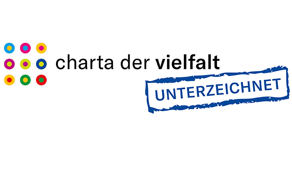 Logo van de “Charta der Vielfalt” met daarnaast het stempel “ONDERTEKEND”